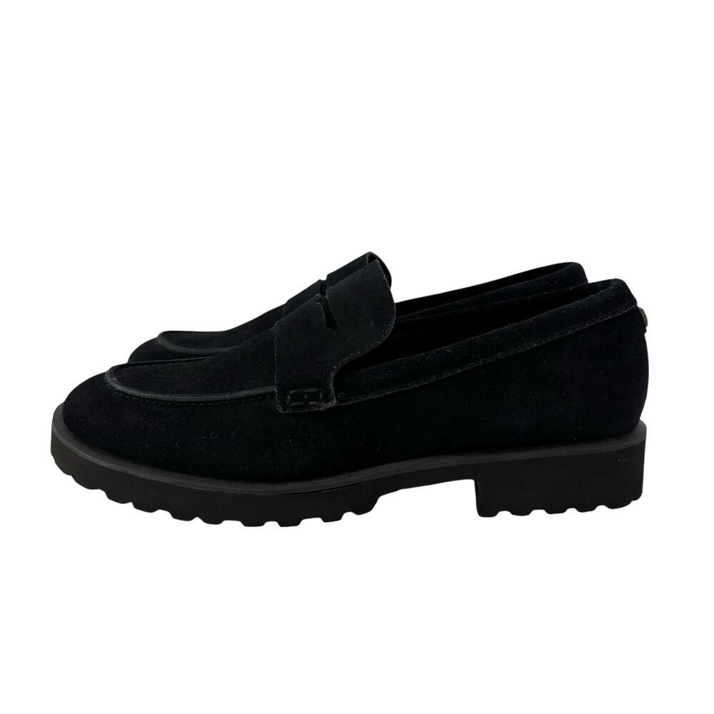 Cole Haan Women Size 7.5 Newburg Black Platform Penny Loafer Suede Leather